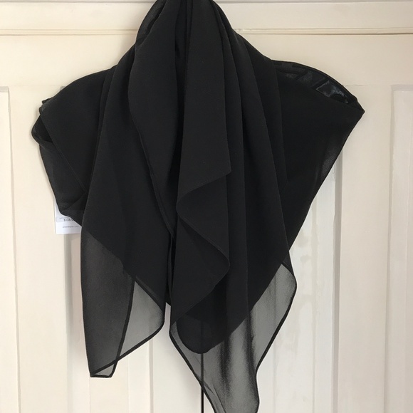 EILEEN FISHER 100% SILK BLACK SCARF/WRAP NWT - Picture 2 of 8